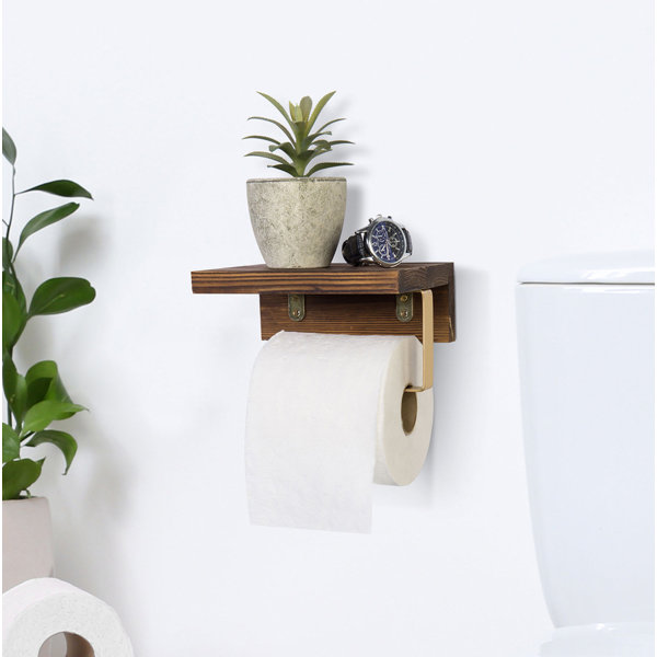 MyGift Wood Wall Mount Toilet Paper Holder With Shelf & Reviews Wayfair